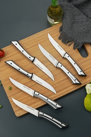 6 couteaux à steak en acier inoxydable - 27,5 cm
