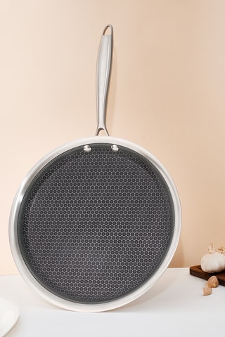 Poêle à crêpes en acier inoxydable 430 et acier inoxydable 18/8 revêtement céramique - 28 cm