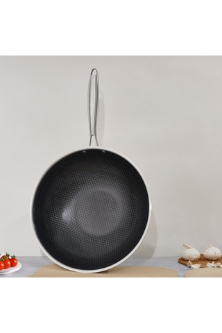 Wok en acier inoxydable revêtement céramique - 32 cm - 5 l