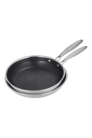 2 poêles en acier inoxydable 430 et acier inoxydable 18/8 revêtement céramique - 24/28 cm