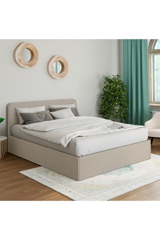 Cama com arrumação com sommier e cabeceira de cama arredondada Louise - Área de deitar 140 x 190 cm