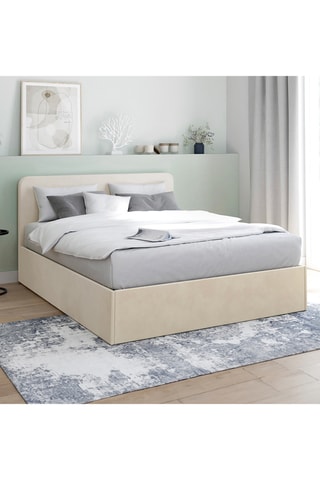 Cama com arrumação com sommier e cabeceira de cama arredondada Louise - Área de deitar 140 x 190 cm