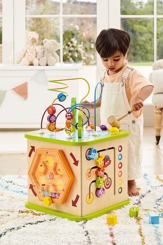 Cubo de atividades em madeira maciça - A partir dos 12 meses 