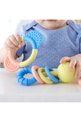 Coffret de argolas e chocalhos de dentição à base de arroz - A partir do nascimento