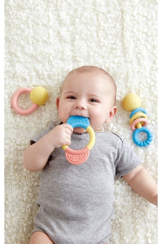 Coffret de argolas e chocalhos de dentição à base de arroz - A partir do nascimento