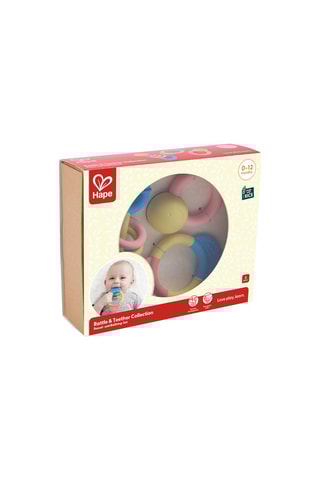 Coffret de argolas e chocalhos de dentição à base de arroz - A partir do nascimento