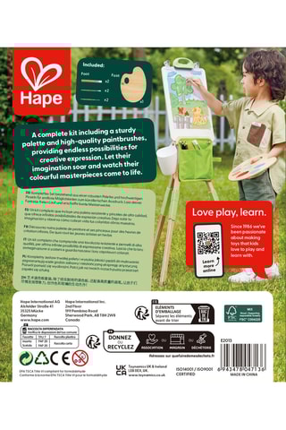 Paleta de pintura com pincéis de bambu - Dos 3 aos 6 anos