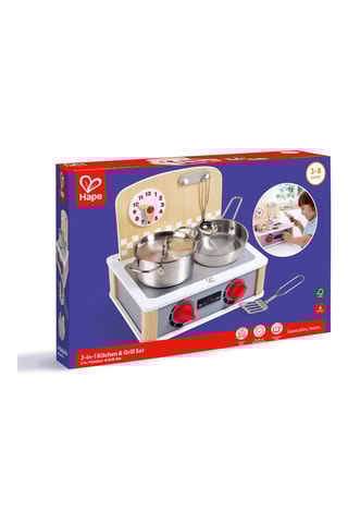 Churrasqueira 2 em 1 em madeira de schima - 6 peças - Dos 3 aos 8 anos