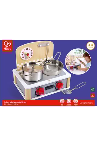 Churrasqueira 2 em 1 em madeira de schima - 6 peças - Dos 3 aos 8 anos