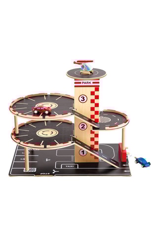 Garagem e posto de serviço em madeira de schima - Dos 3 aos 6 anos