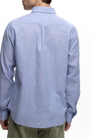 Camisa regular em linho - Azul