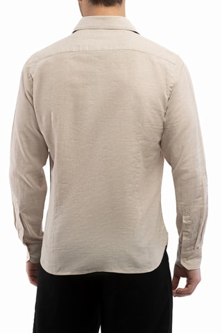 Camisa slim em linho - Castanho