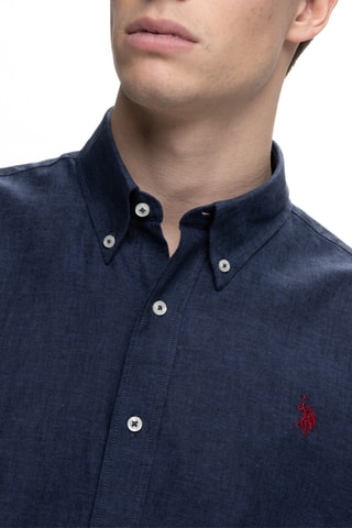 Camisa regular em linho - Azul