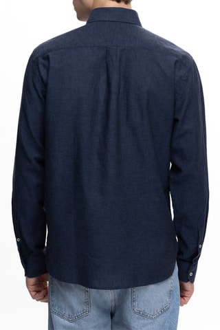 Camisa regular em linho - Azul