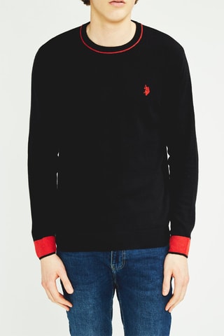 Camisola em lã - Preto e vermelho - Preto