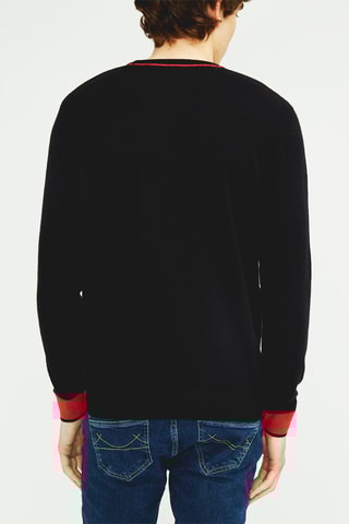 Camisola em lã - Preto e vermelho - Preto