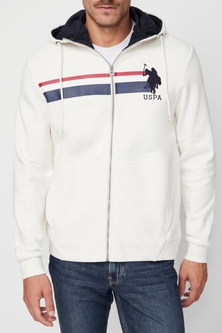 Sweat com capuz - Branco e azul-marinho - Branco