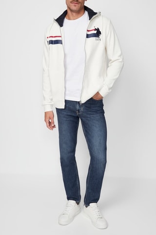 Sweat com capuz - Branco e azul-marinho - Branco