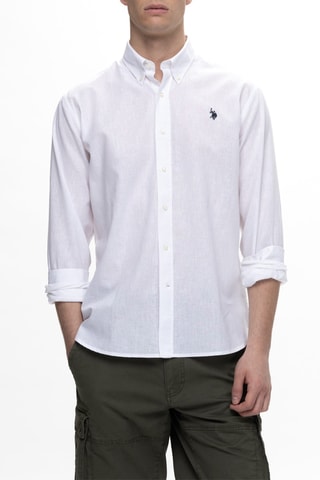 Camisa regular em linho - Branco