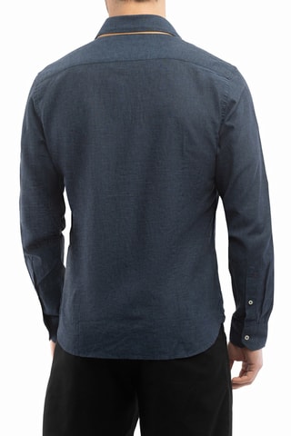 Camisa slim em linho - Azul