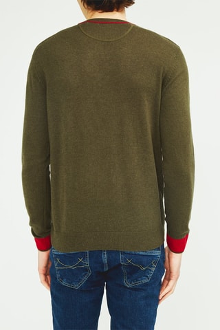 Camisola em lã - Verde e vermelho - Verde