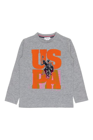 T-shirt - Cinzento mesclado e laranja - Cinzento