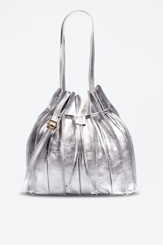 Buideltas en Leren Clutch Zilverkleurig en Mosterdgeel