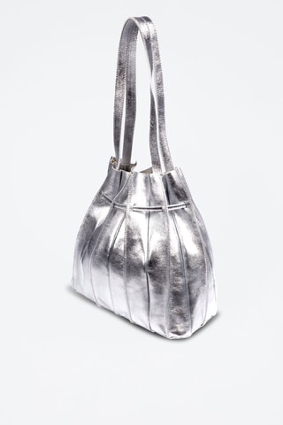 Buideltas en Leren Clutch Zilverkleurig en Mosterdgeel