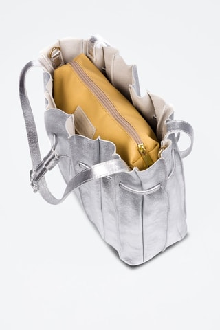 Buideltas en Leren Clutch Zilverkleurig en Mosterdgeel