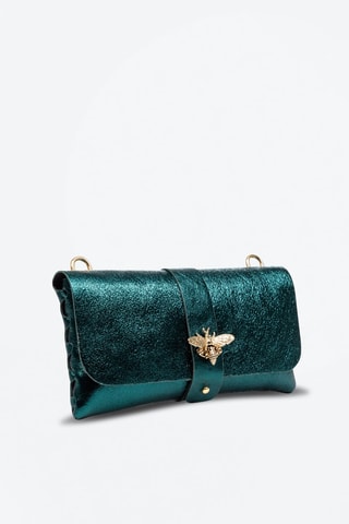 Leren Schoudertas Groen en Goudkleurig