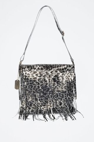 Borsa a tracolla in pelle scamosciata Avise - Nero e grigio 