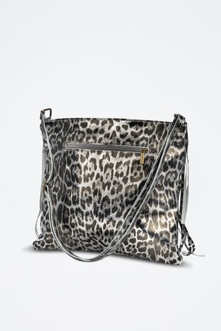 Borsa a tracolla in pelle scamosciata Avise - Nero e grigio 