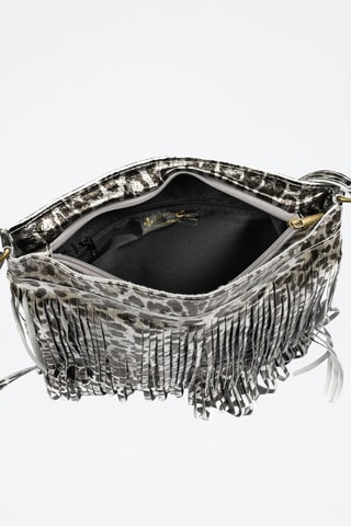 Borsa a tracolla in pelle scamosciata Avise - Nero e grigio 