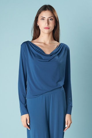 Top drappeggiato - Cobalto 