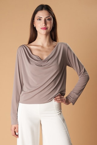 Top drappeggiato - Taupe 
