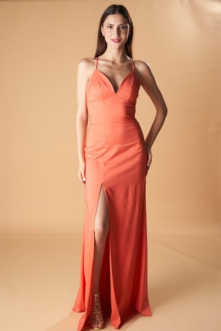 Lange Jurk Ibiza - Koraalrood
