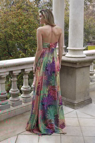 Lange Jurk Monaco - Lichtgroen en Koraalrood
