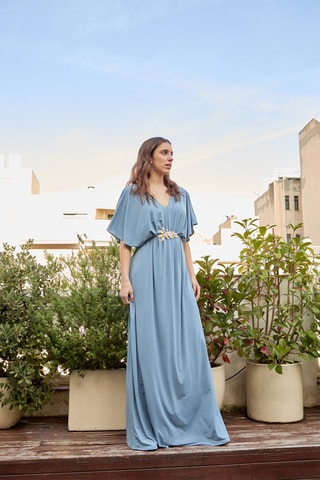 Jurk met empiretaille - Hemelsblauw