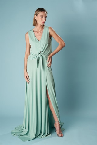 Lange mouwloze jurk Top - Groen