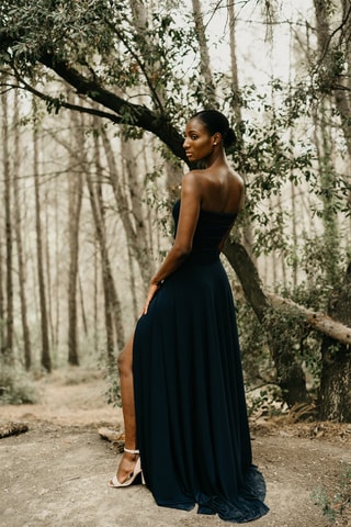 Lange Rok Hoge Taille - Marineblauw