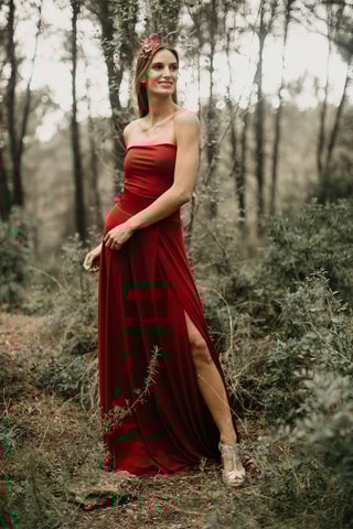 Lange Rok Hoge Taille - Bordeauxrood