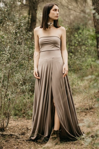 Lange Rok Hoge Taille - Beige