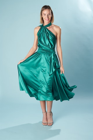 Mouwloze Dubbelzijdige Midi-jurk - Smaragdgroen