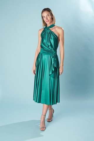 Mouwloze Dubbelzijdige Midi-jurk - Smaragdgroen