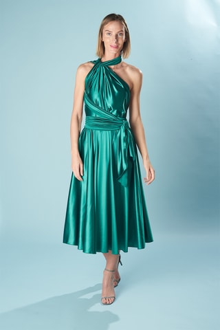 Mouwloze Dubbelzijdige Midi-jurk - Smaragdgroen
