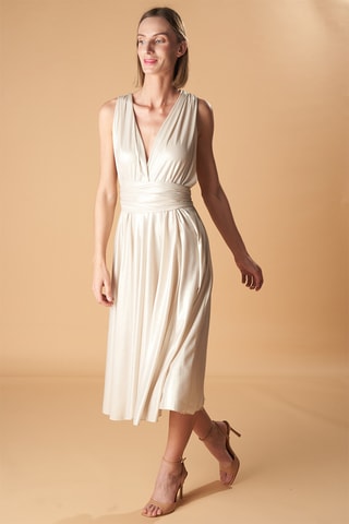 Mouwloze midi-jurk - Ecru