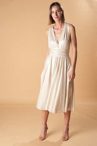 Mouwloze midi-jurk - Ecru