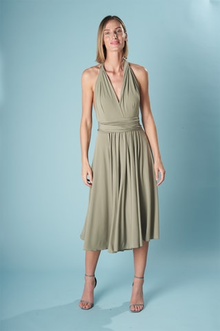 Mouwloze midi-jurk - Kaki
