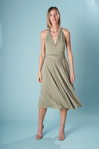 Mouwloze midi-jurk - Kaki