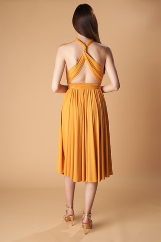 Mouwloze Dubbelzijdige Midi-jurk - Mosterdgeel
